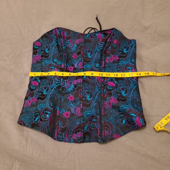 Tesa Teal Blue and Fuschia Pink Floral Bustier - Picture 10 of 10
